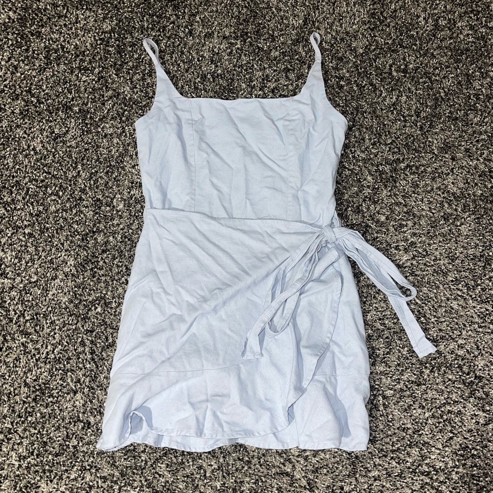 Princess Polly Light Blue Wrap Mini Dress